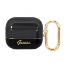Airpods 3 szilikon tok akasztóval, fekete, GUESS GUA3HGCOHK