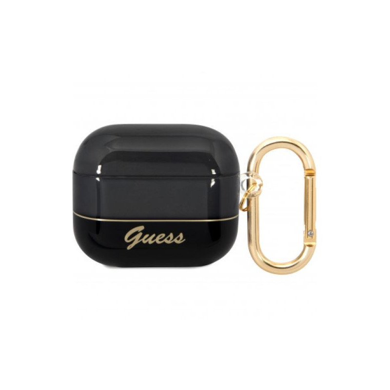 Airpods 3 szilikon tok akasztóval, fekete, GUESS GUA3HGCOHK Airpods 3 szilikon tok akasztóval, fekete, GUESS GUA3HGCOHK