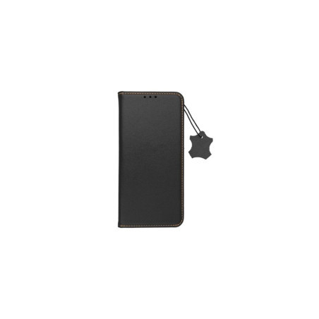 iPhone 14 Pro Max (6.7") bőr telefon tok, könyvtok, oldalra nyíló tok, mágnesesen záródó, fekete, Forcell Leather