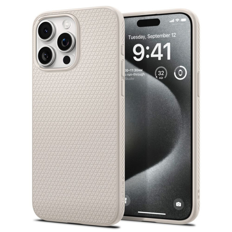 iPhone 15 Pro Max (6.7") hátlap tok, TPU tok, natural titanium, Spigen Liquid Air iPhone 15 Pro Max (6.7") hátlap tok, TPU tok, natural titanium, Spigen Liquid Air