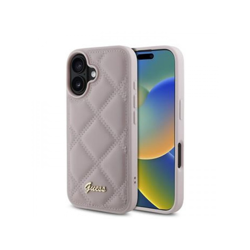 iPhone 16 (6.1") hátlap tok, rózsaszín, Guess PU Leather Quilted iPhone 16 (6.1") hátlap tok, rózsaszín, Guess PU Leather Quilted