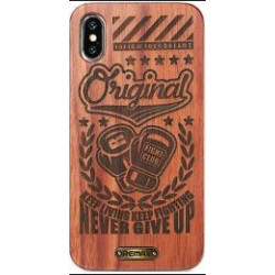 iPhone X / XS (5,8") hátlap tok, fa, Boxing mintás, Remax RM-1639