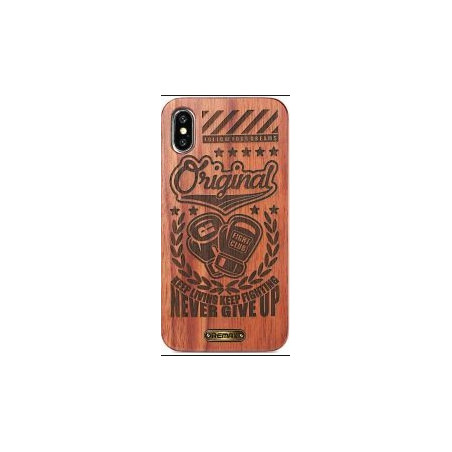 iPhone X / XS (5,8") hátlap tok, fa, Boxing mintás, Remax RM-1639
