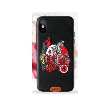 iPhone X / XS (5,8") hátlap tok, KoiFish mintás, fekete, Remax RM-1636