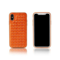 iPhone X / XS (5,8") hátlap tok, műbör, fonott mintás, barna, Remax RM-1637