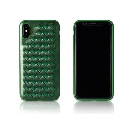 iPhone X / XS (5,8") hátlap tok, műbör, fonott mintás, zöld, Remax RM-1637