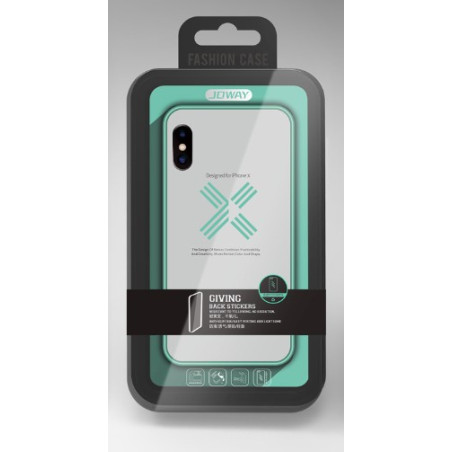 iPhone X / XS (5,8") hátlap tok, szilikon tok, menta zöld keretes / átlátszó, Joway BHK30