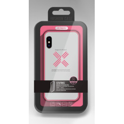 iPhone X / XS (5,8") hátlap tok, szilikon tok, rózsaszín keretes / átlátszó, Joway BHK30