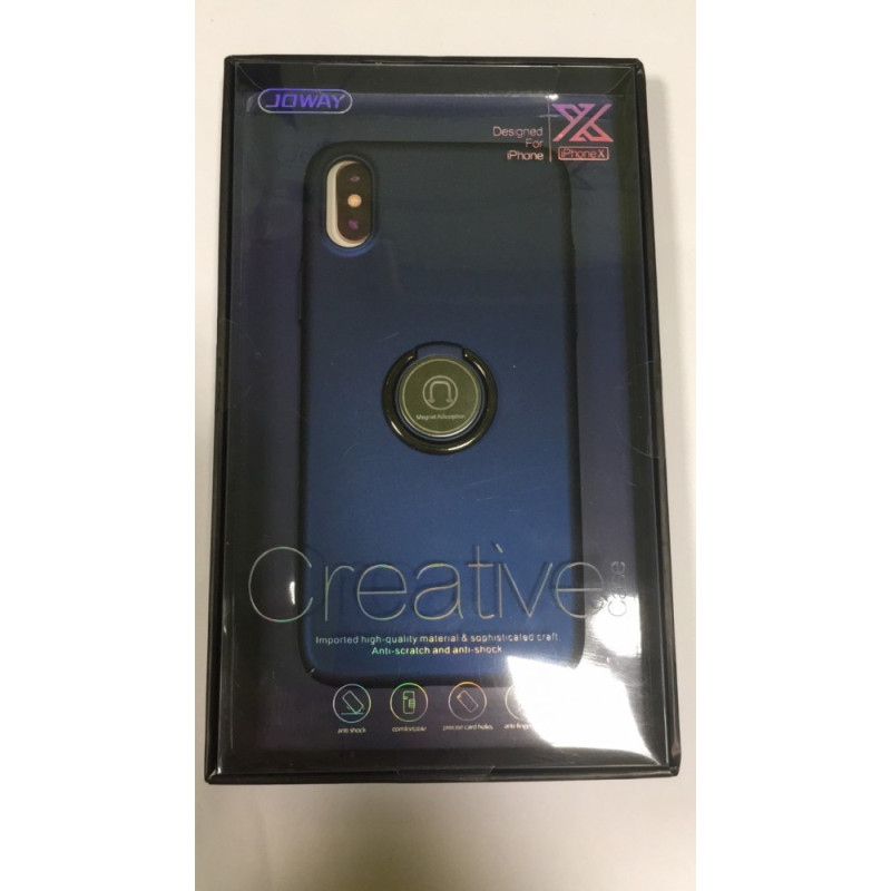 iPhone X / XS (5,8") hátlaptok, TPU tok, gyűrűs, mágneses, sötétkék, Joway BHK35 iPhone X / XS (5,8") hátlaptok, TPU tok, gyűrűs, mágneses, sötétkék, Joway BHK35