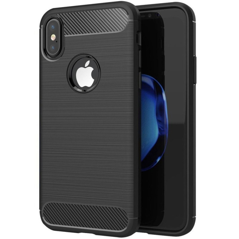 iPhone X / XS (5,8") szilikon tok, fekete, kivágott, Carbon fiber iPhone X / XS (5,8") szilikon tok, fekete, kivágott, Carbon fiber