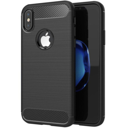 iPhone XR (6,1") szilikon tok, fekete, kivágott, Carbon fiber