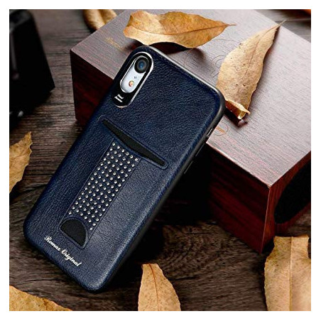 Remax RM-1668 iPhone X / XS (5,8") sötétkék bankkártya tartós műbőr hátlap tok