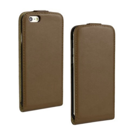 Samsung G900 Galaxy S5 barna szilikon keretes vékony flip tok