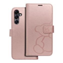 Samsung Galaxy A36 telefon tok, könyvtok, oldalra nyíló tok, mágnesesen záródó, rose gold, teddy bear, SM-A366, Mezzo
