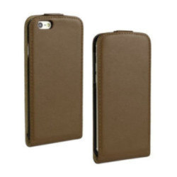 Samsung I9500 I9505 I9506 I9515 Galaxy S4 barna szilikon keretes vékony flip tok