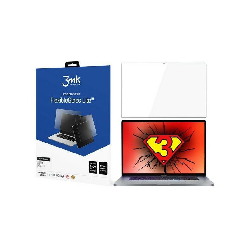 Apple Macbook Pro 2017 fólia, 13"- 15", hybrid glass, 0,16mm vékony, 3MK FlexibleGlass Lite Apple Macbook Pro 2017 fólia, 13"- 15", hybrid glass, 0,16mm vékony, 3MK FlexibleGlass Lite