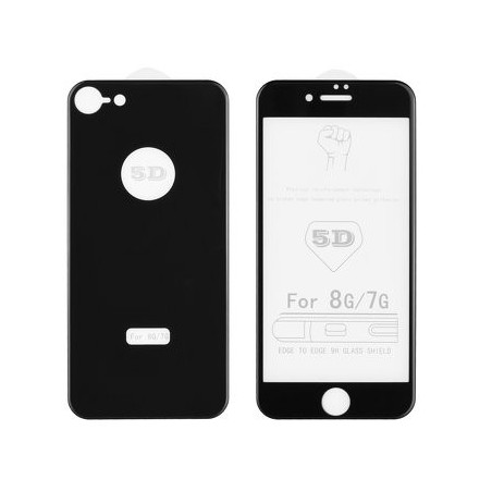 Full glue iPhone 8 Plus (5,5") fekete hajlított 5D előlapi + hátlapi üvegfólia