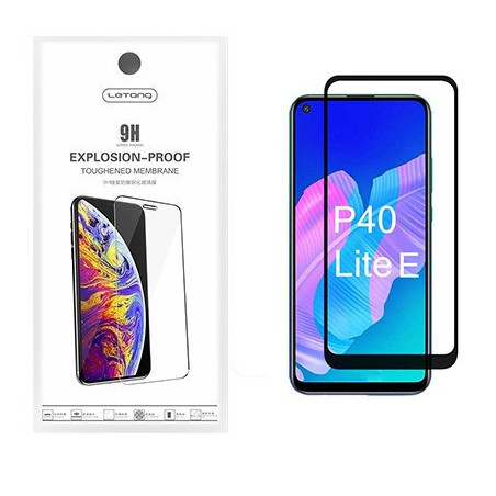 Letang Huawei P40 Lite E előlapi üvegfólia, 0,3mm, fekete, Letang