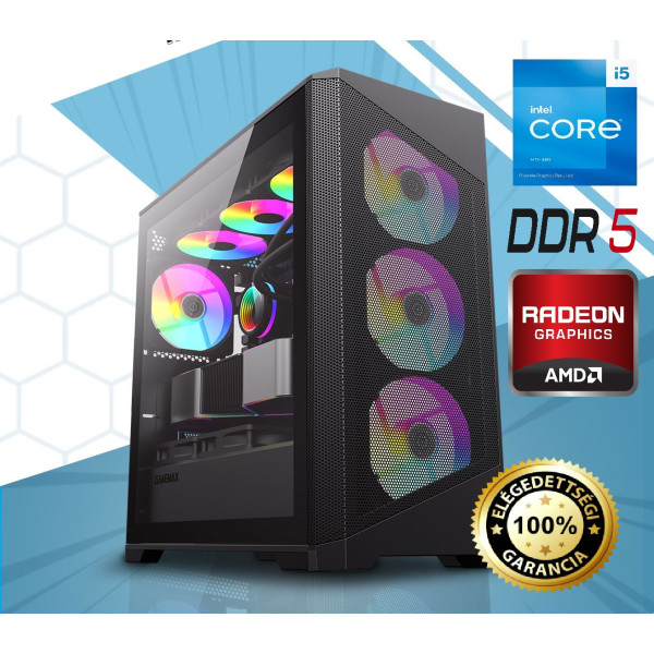 Új 2K Gamer PC Intel i5 14400F/RX 7800 XT 16Gb/16Gb DDR5/500Gb NVME M2 SSD/750W Bronz 2 - 4Év Gar