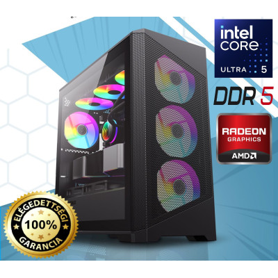 Új Gamer PC Intel Core Ultra 5 245KF/RX 6800 16Gb/16Gb DDR5/500Gb NVME M2 SSD/750W Bronz 2 - 4Év Gar