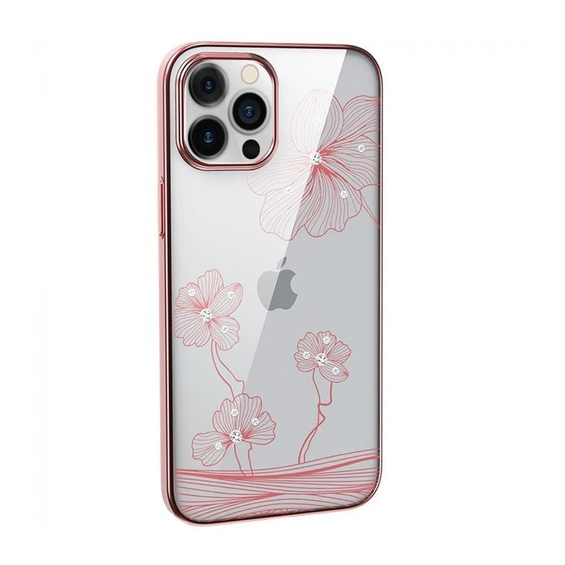 iPhone 12 Pro Max (6,7") hátlap tok, TPU tok, virágos / köves mintás, rose gold, Devia Crystal Flora iPhone 12 Pro Max (6,7") hátlap tok, TPU tok, virágos / köves mintás, rose gold, Devia Crystal Flora