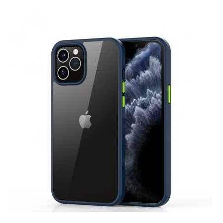 iPhone 12 Pro Max (6,7") ütésálló hátlap tok, TPU tok, átlátszó / kék kerettel, Devia Shark