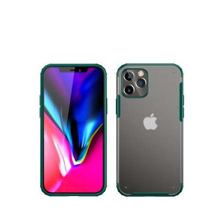 iPhone 12 Pro Max (6,7") ütésálló hátlap tok, TPU tok, átlátszó / zöld kerettel, Devia Pioneer